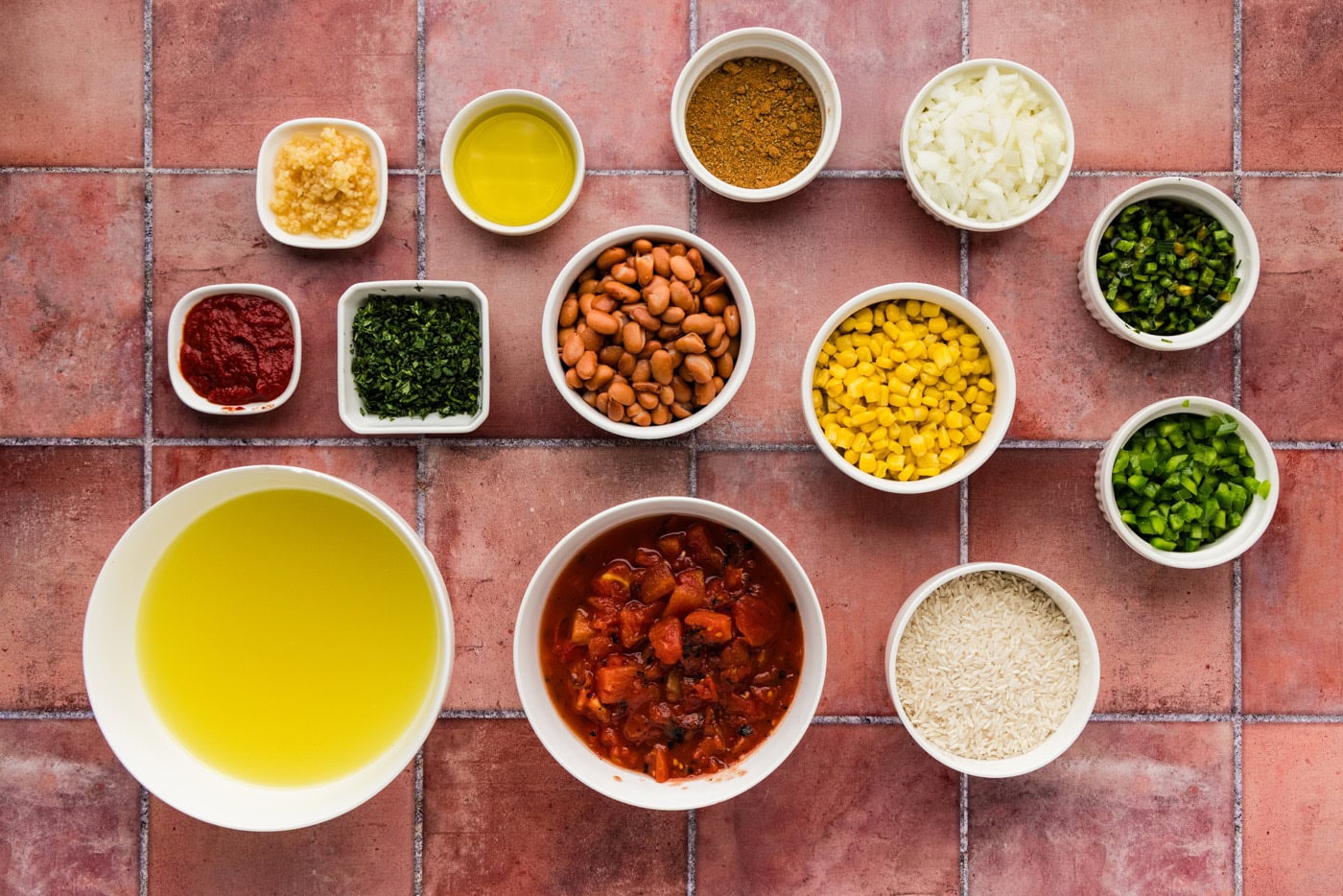 ingredients for Mexican Rice and Beans