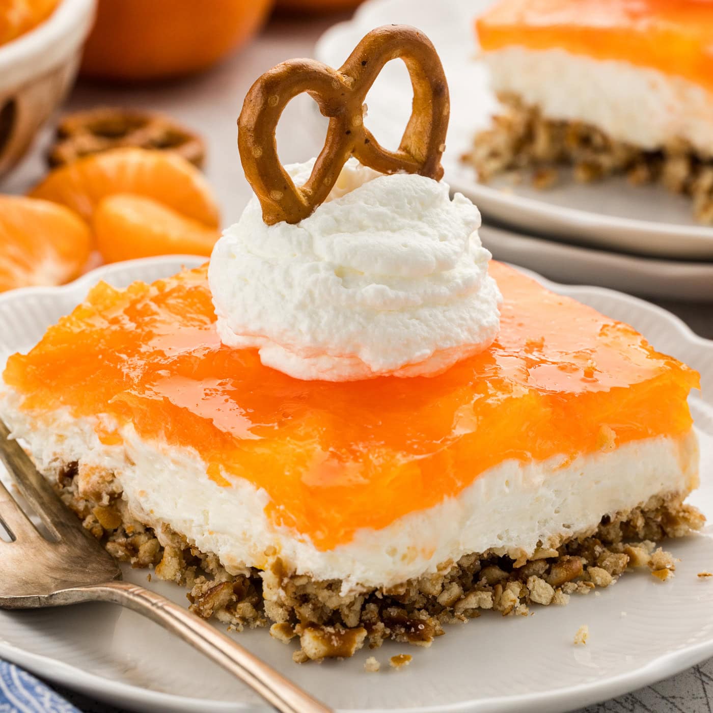 Orange Pretzel Salad - Amanda's Cookin' - Jello Recipes