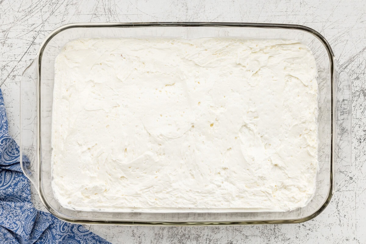 pan with a whipped topping layer