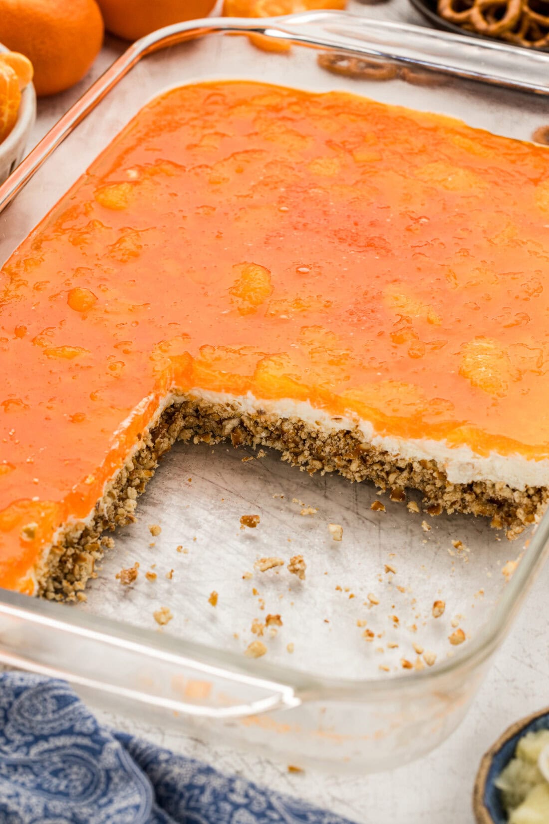 pan of Orange Pretzel Salad