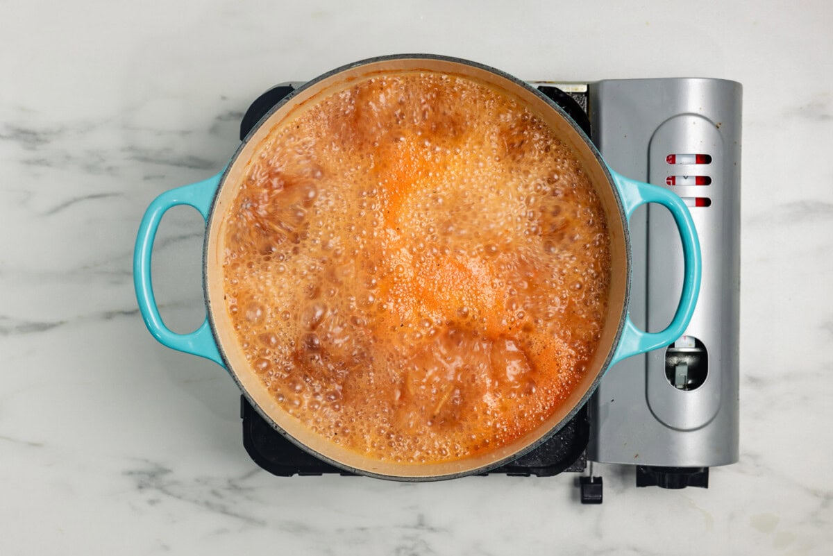 broth mixtur boiling in pan