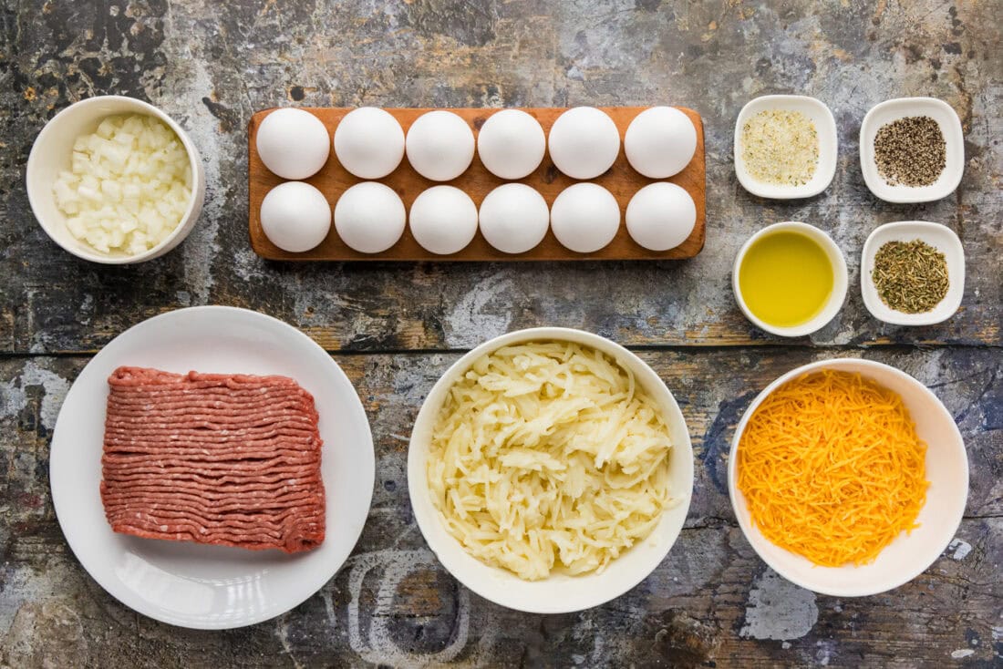 ingredients to make Turkey Hash Brown Breakfast Casserole