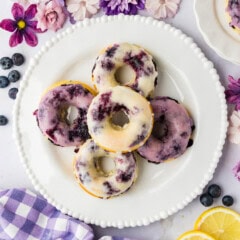 Blueberry Donuts on a white plate