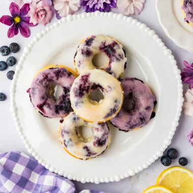 Blueberry Donuts on a white plate