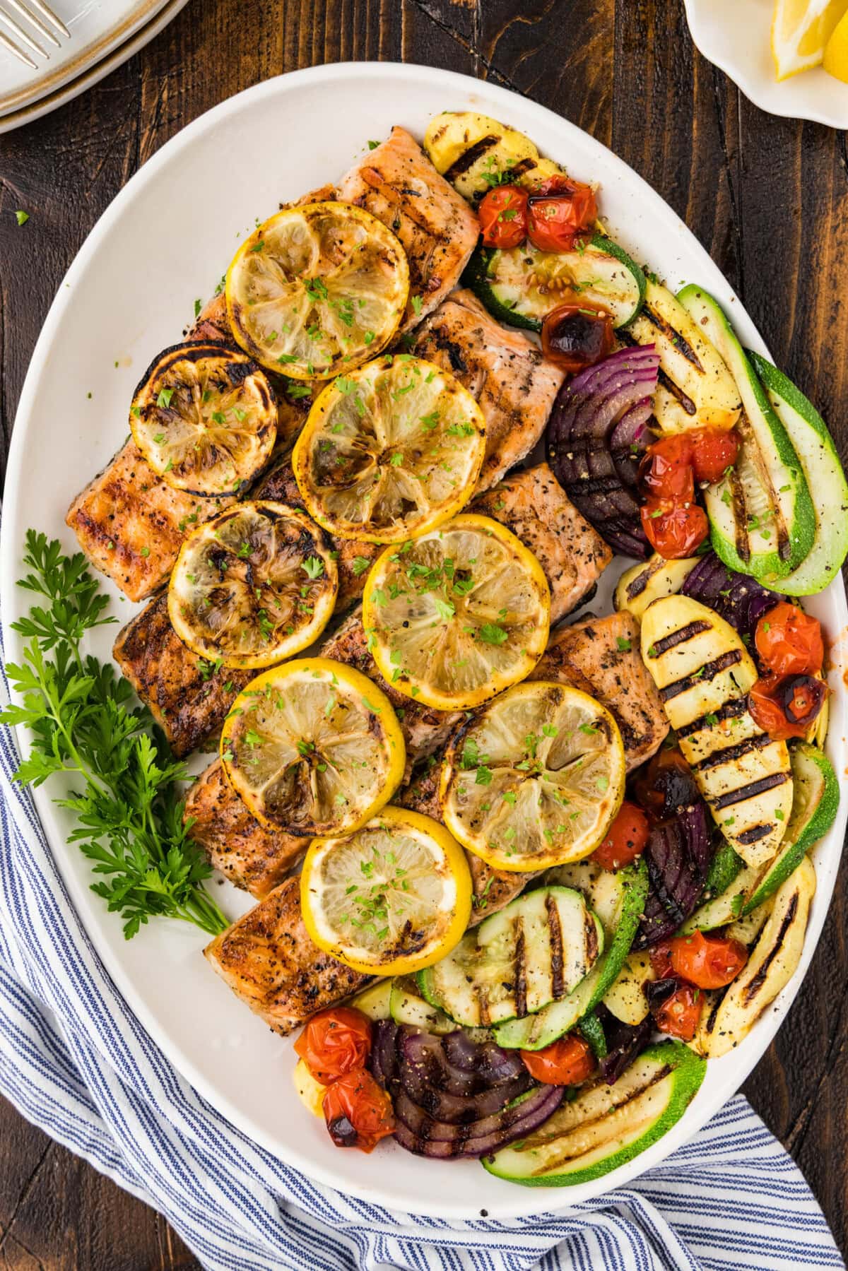 platter of Grilled Lemon Salmon