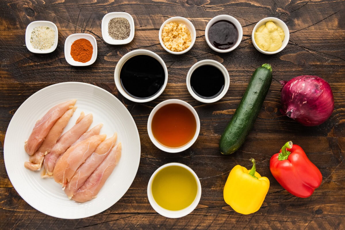 ingredients for Marinated Grilled Chicken Kabobs