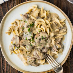 Mushroom Stroganoff on plate