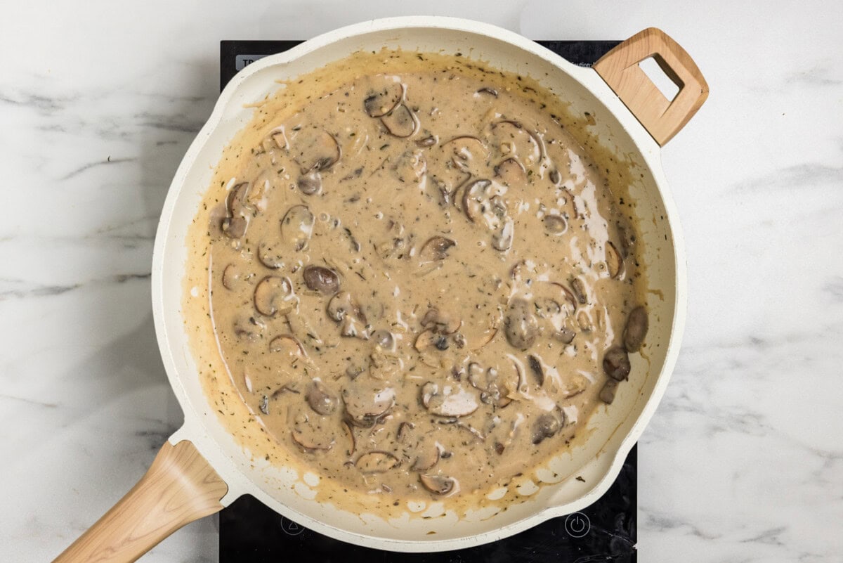 stroganoff mixture in skillet