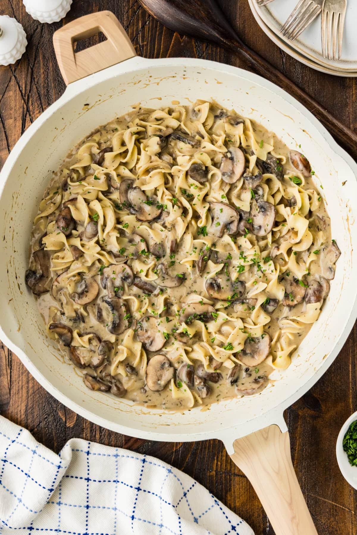skillet of Mushroom Stroganoff