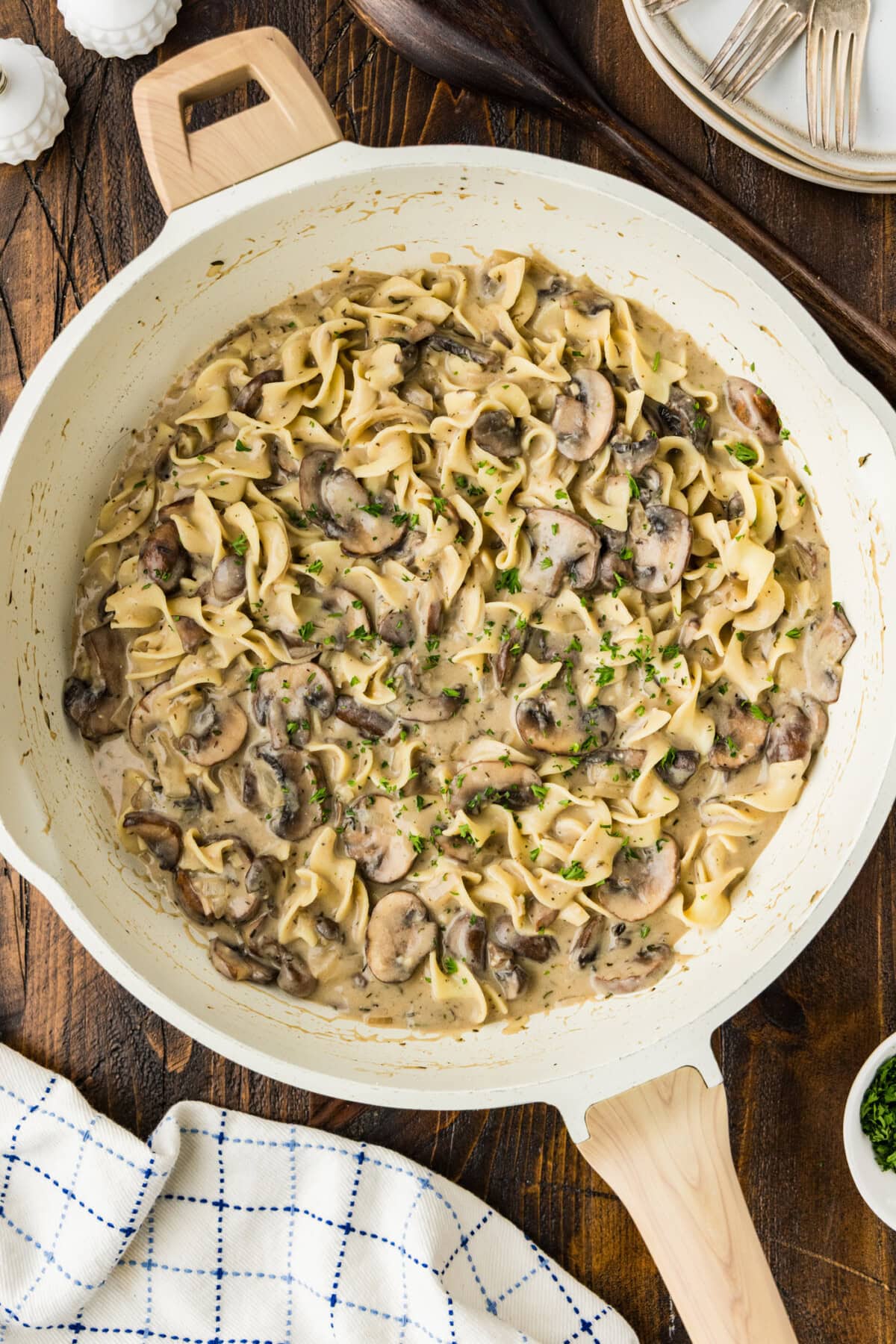 skillet of Mushroom Stroganoff
