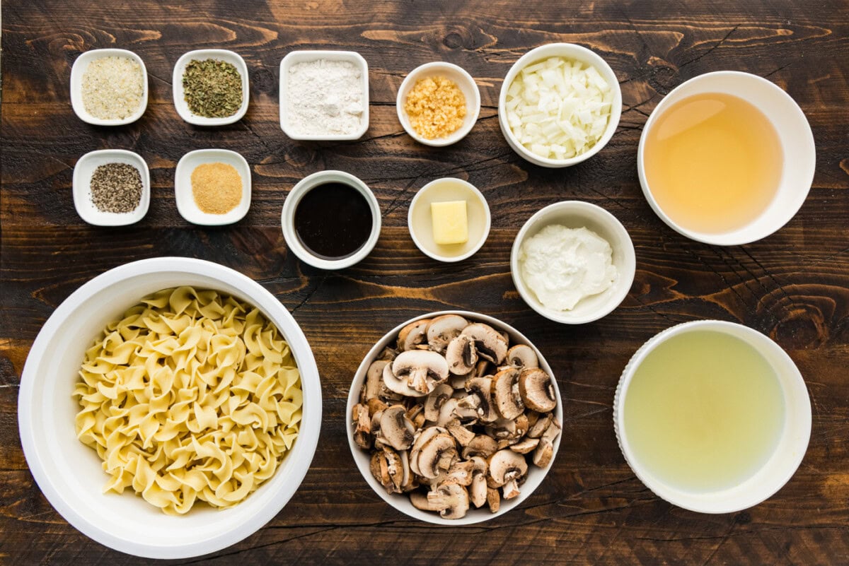 Mushroom Stroganoff ingredients