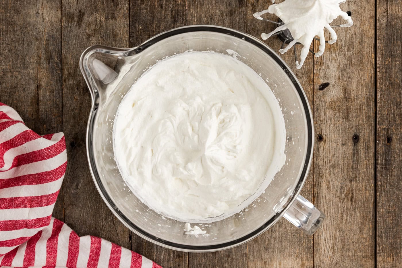 whipped cream in mixer bowl