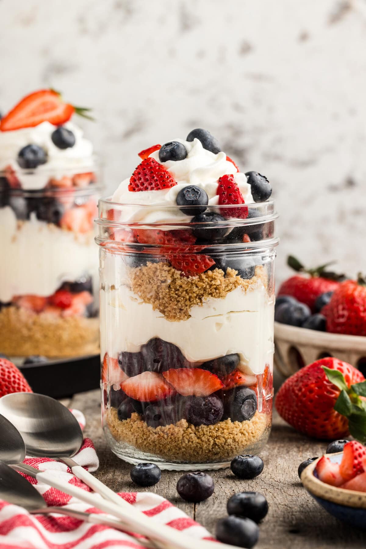 Berry Cheesecake Trifle in Mason Jars