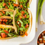 close up shot of oven tacos