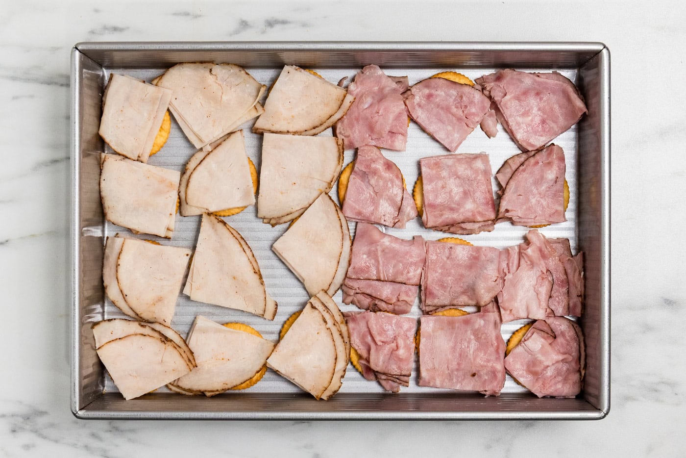 ham and turkey on ritz crackers