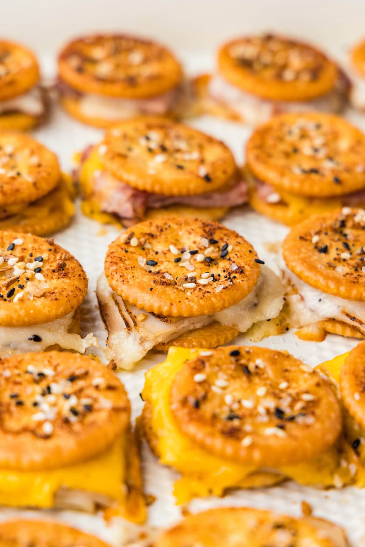Ritz Cracker Party Sandwiches on a tray