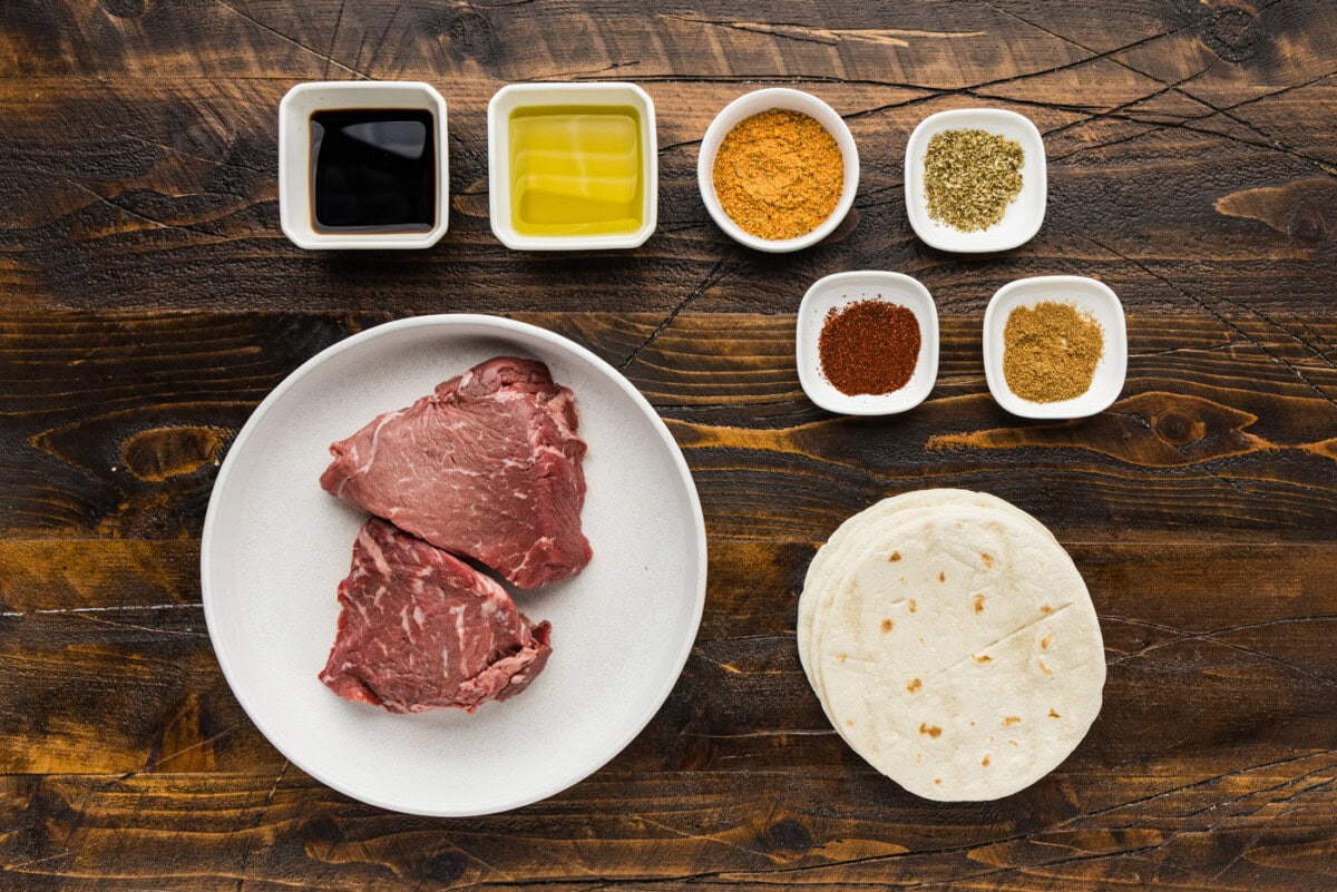 ingredients for Steak Soft Tacos