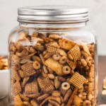 side view of jar of Taco Chex Mix