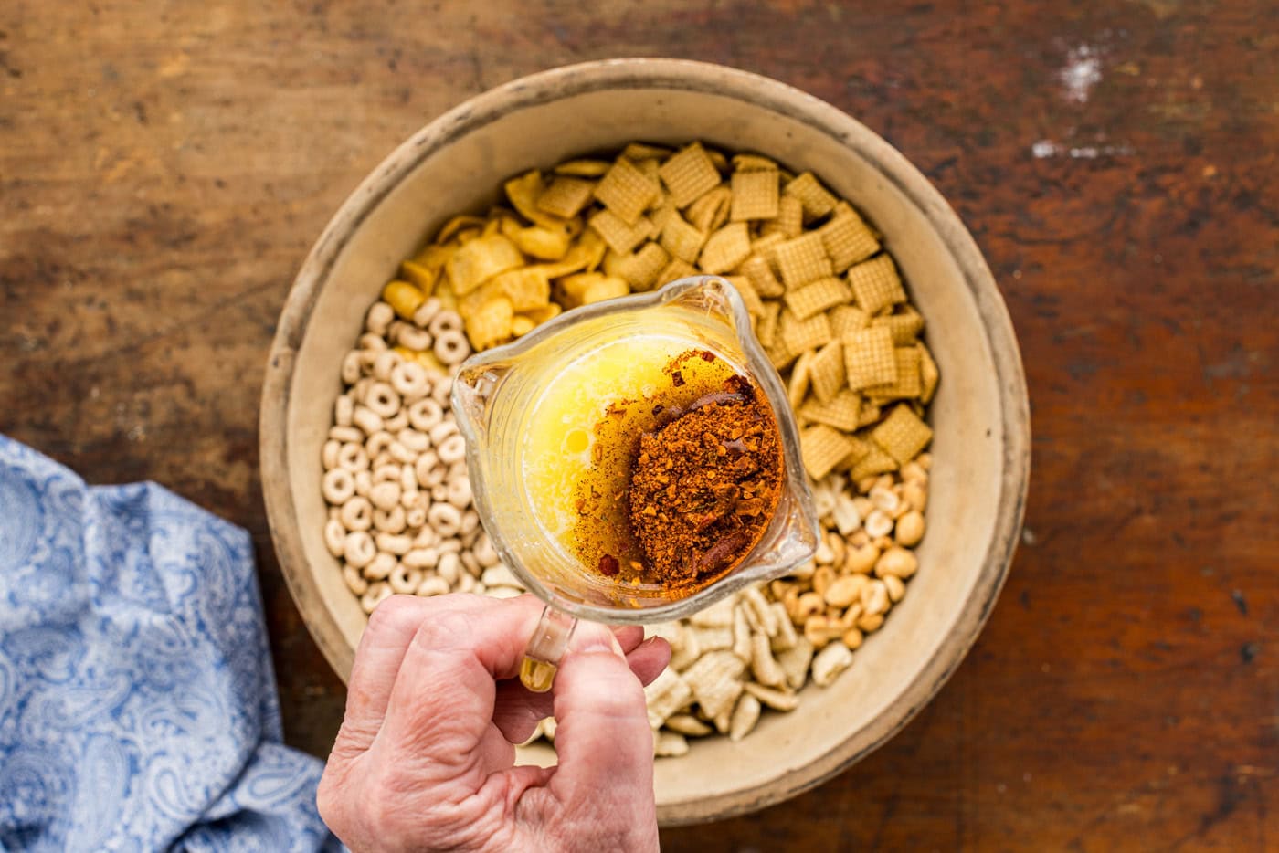 combining butter and taco seasoning