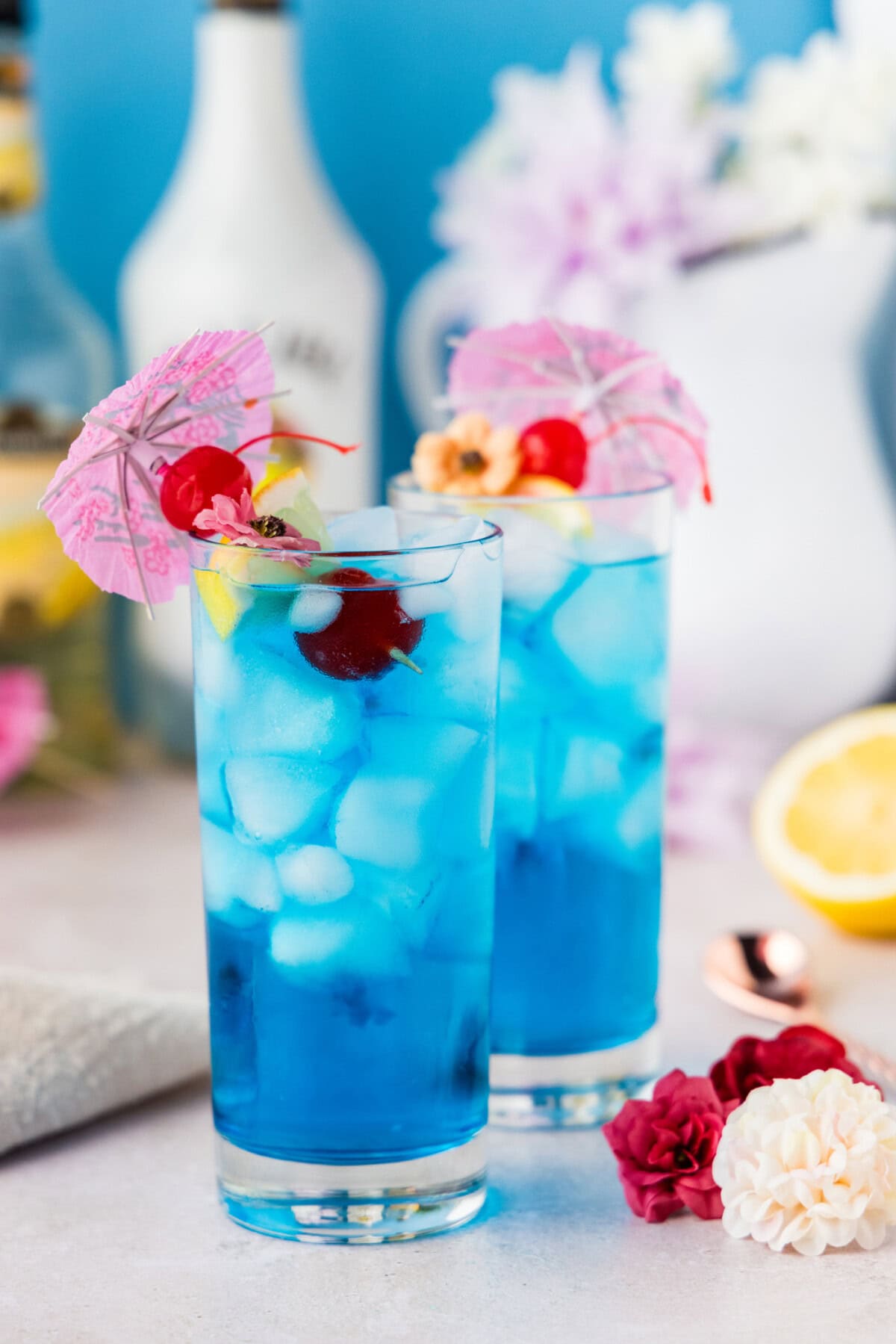 Blue Mermaid Cocktails with parasols