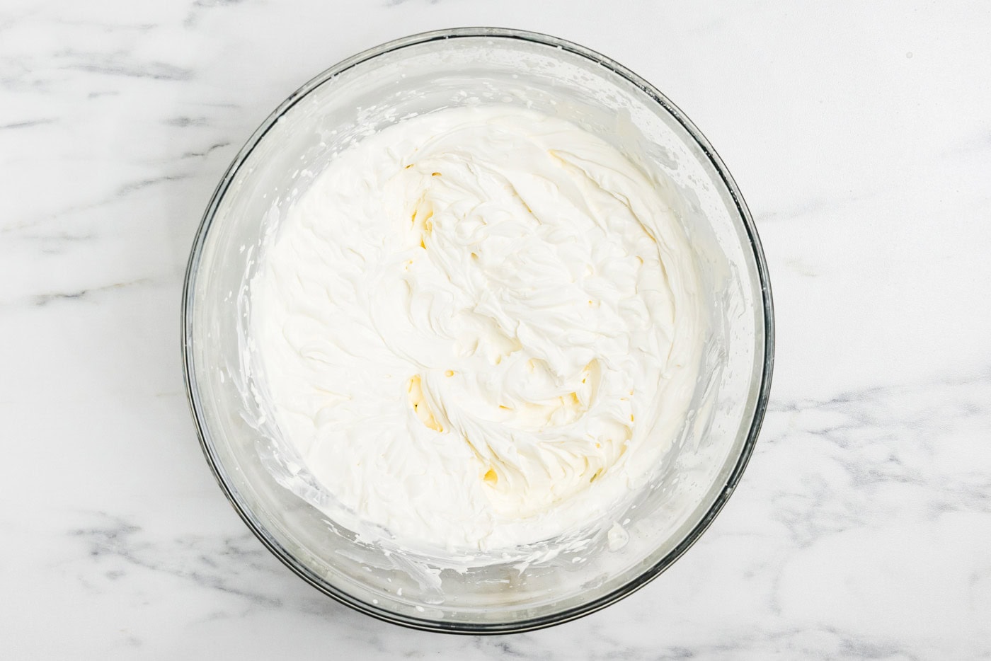 whipped cream mixture in bowl