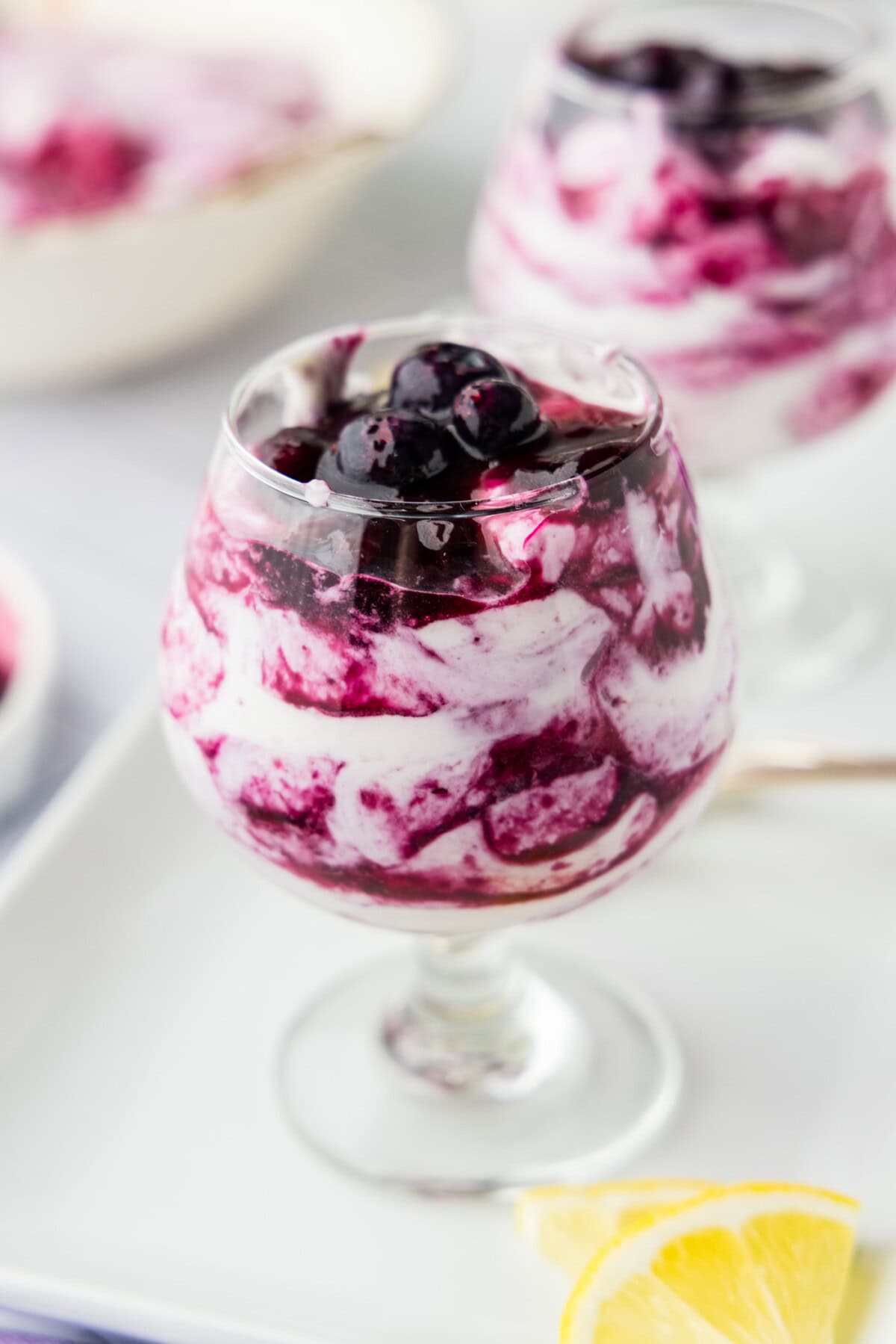 dishes of Blueberry Fool