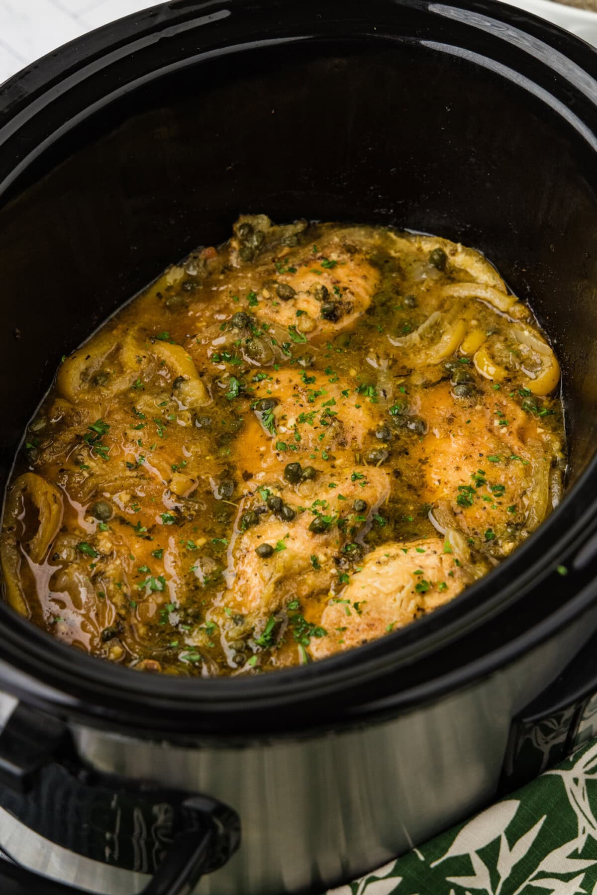 close up of Crockpot Lemon Chicken