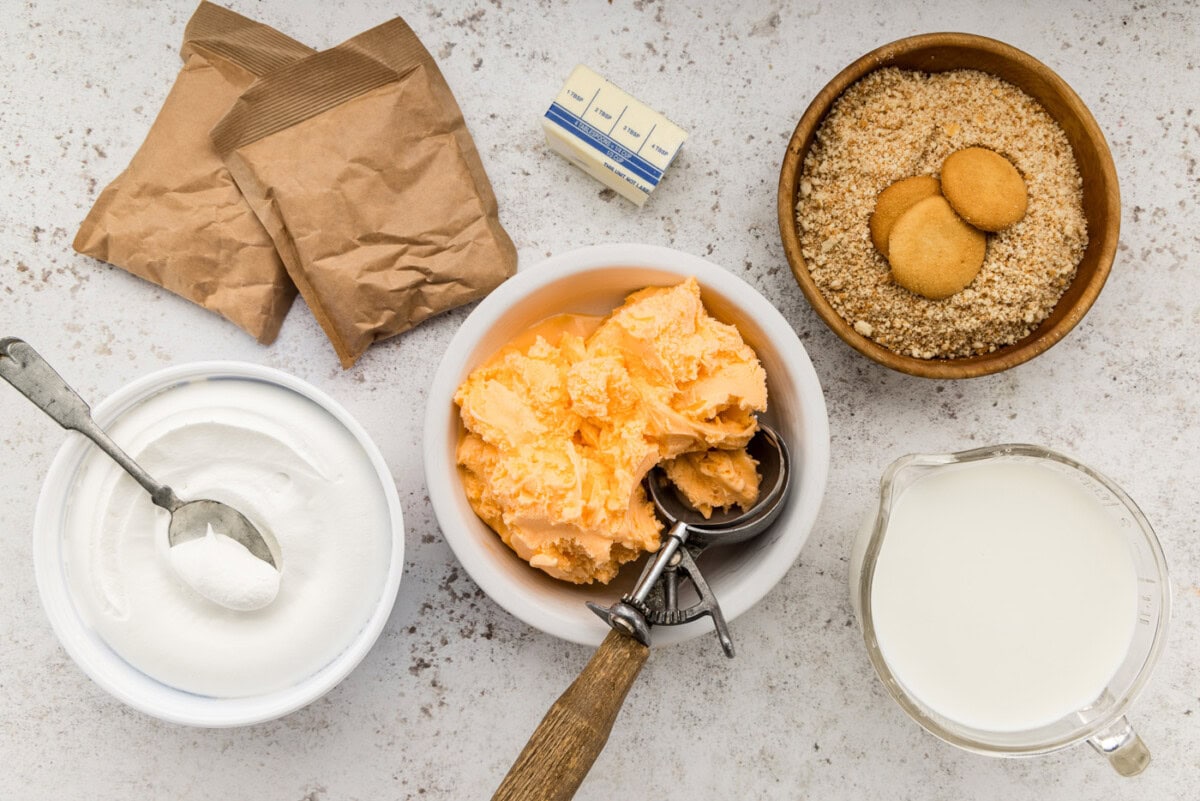 ingredients for Orange Sherbet Dessert