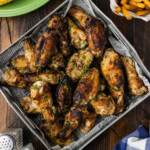 grilled chicken wings in. serving tray