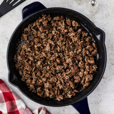 perfectly browned ground beef in a skillet