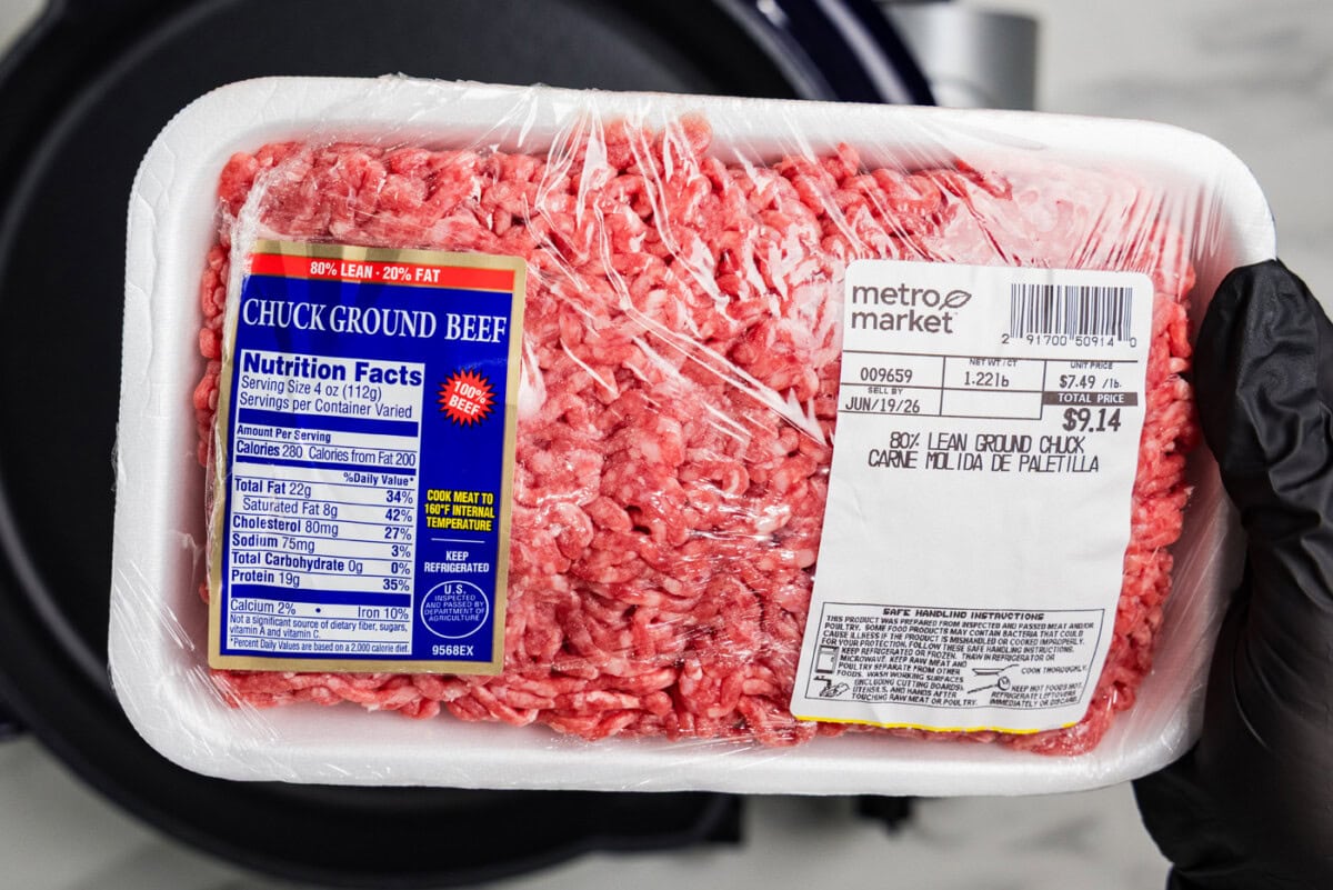 package of 80/20 ground beef