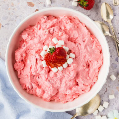 Strawberry Fluff Salad in serving bowl