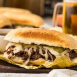 Crockpot French Dip Sandwich with melty cheese