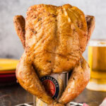smoked beer can chicken on holder