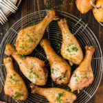 smoked chicken drumsticks on a wire rack