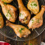 smoked chicken drumsticks on a wire rack