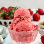 dish of Strawberry Frozen Yogurt