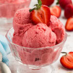 a dish of Strawberry Frozen Yogurt