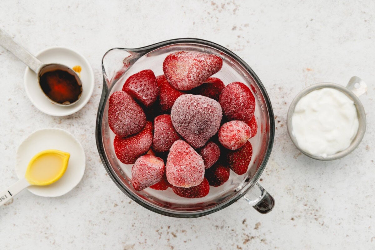 ingredients for making homemade Strawberry Frozen Yogurt