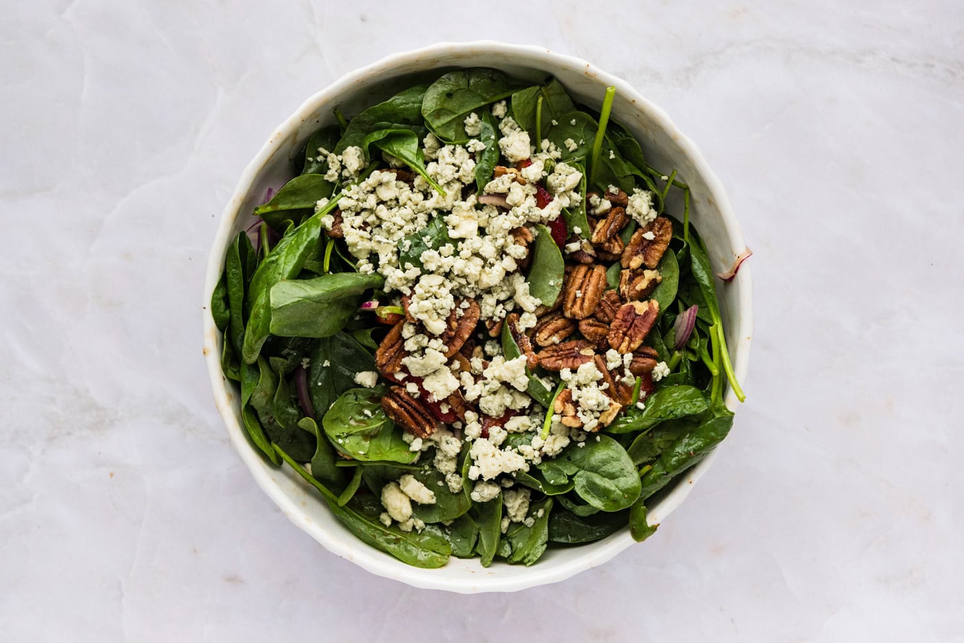 Strawberry Spinach Salad ingredient in bowl