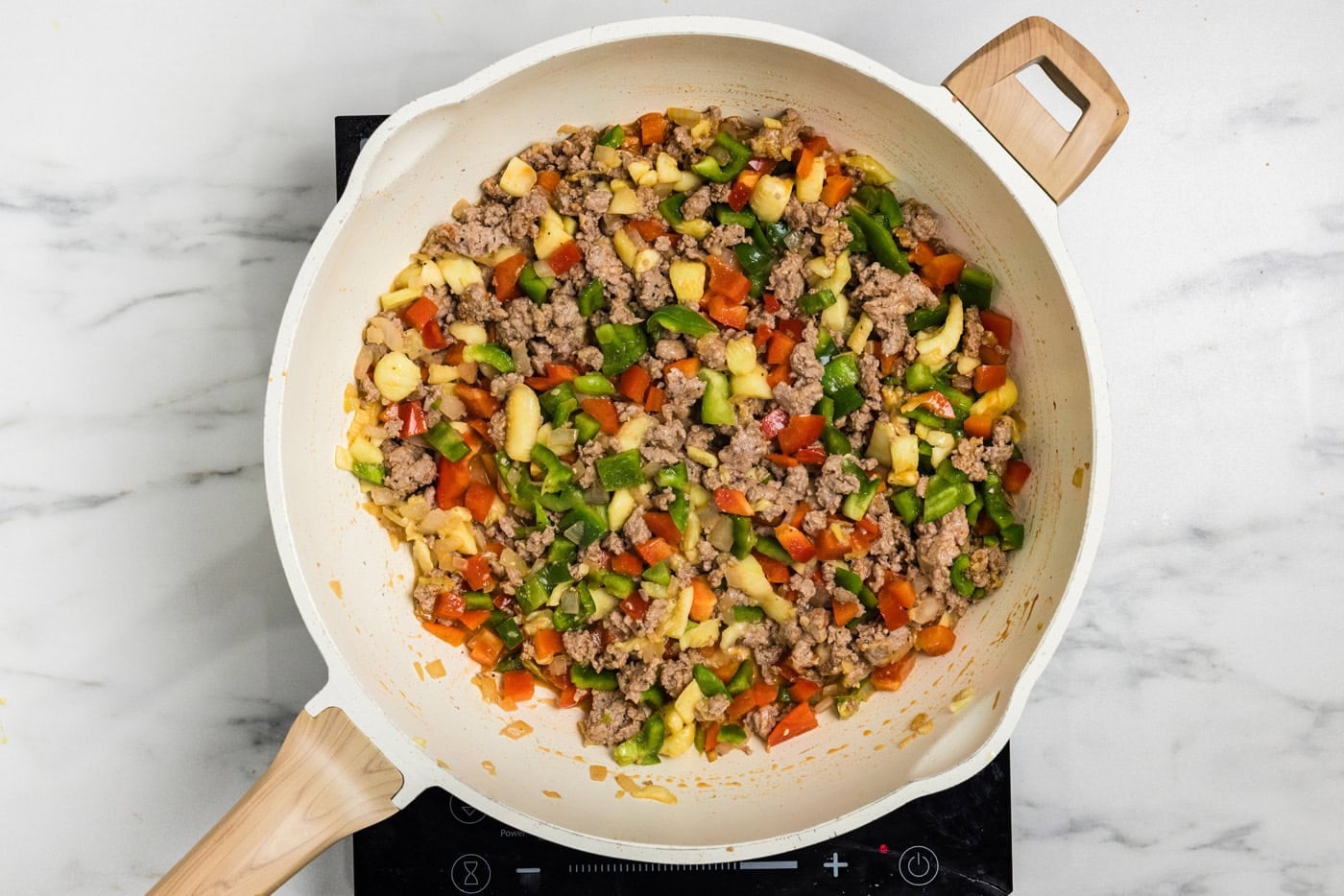 ground turkey filling in skillet