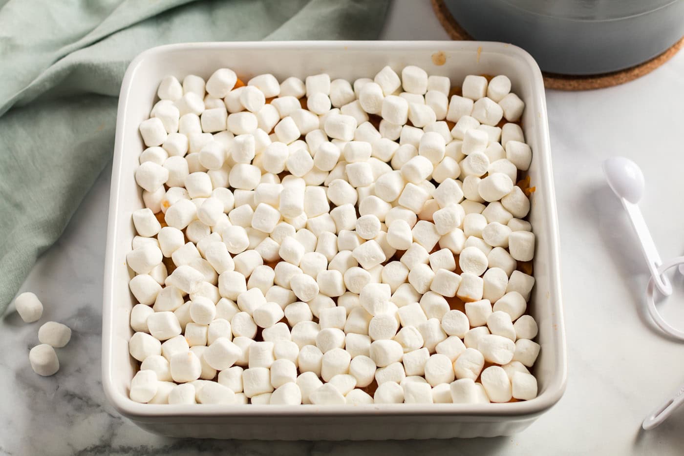 marshmallows on top of casserole