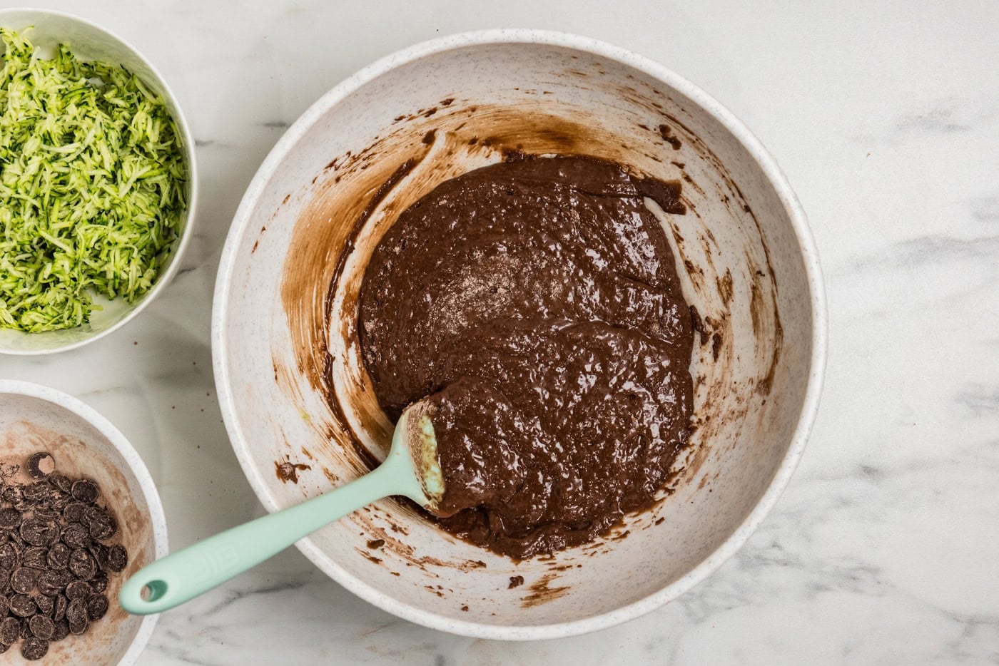 Double Chocolate Zucchini Muffin batter in bowl