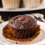 Double Chocolate Zucchini Muffin with liner removed