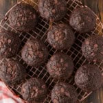 round wire rack of Double Chocolate Zucchini Muffins
