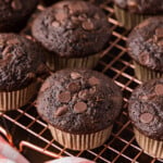 rack of Double Chocolate Zucchini Muffins