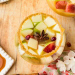 overhead view of a glass of Apple Cider Sangria