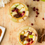 overhead view of two glasses of Apple Cider Sangria