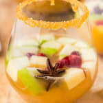 close up of a glass of Apple Cider Sangria