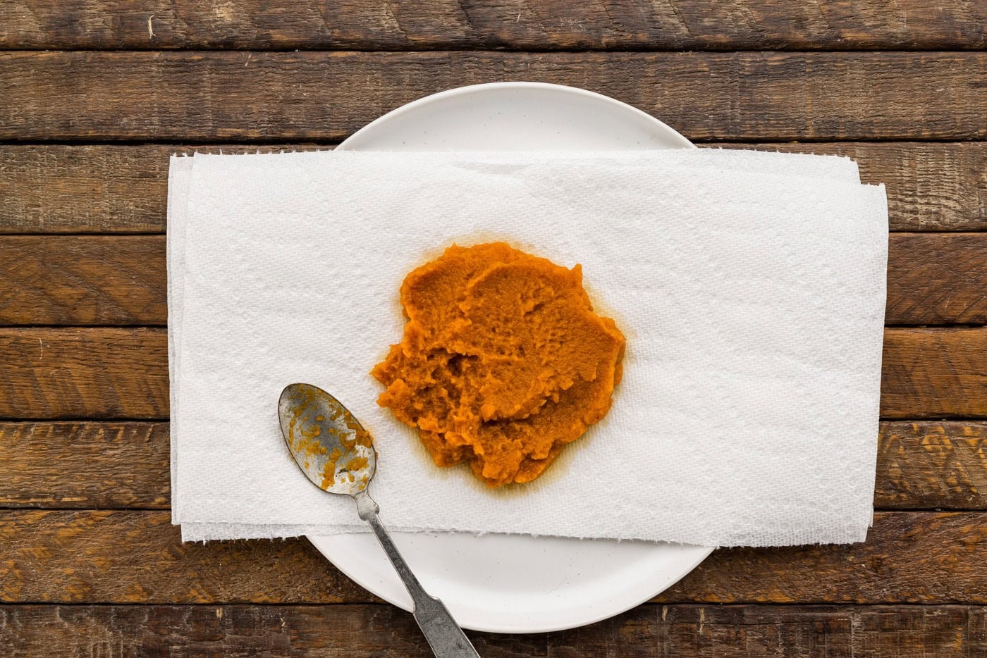 demonstrating how to blot pumpkin